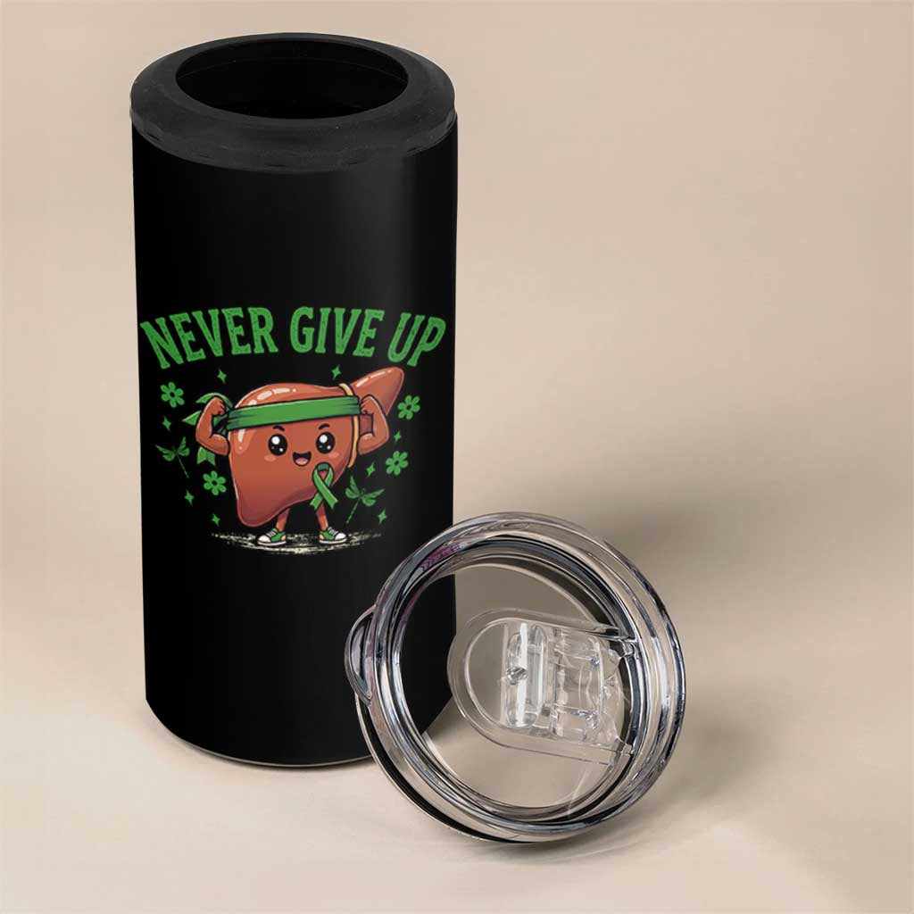 Liver Cancer Awareness Transplant Support 4 in 1 Can Cooler Tumbler Never Give Up Nurse Gift
