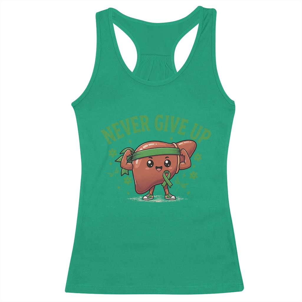 Liver Cancer Awareness Transplant Support Racerback Tank Top Never Give Up Nurse Gift