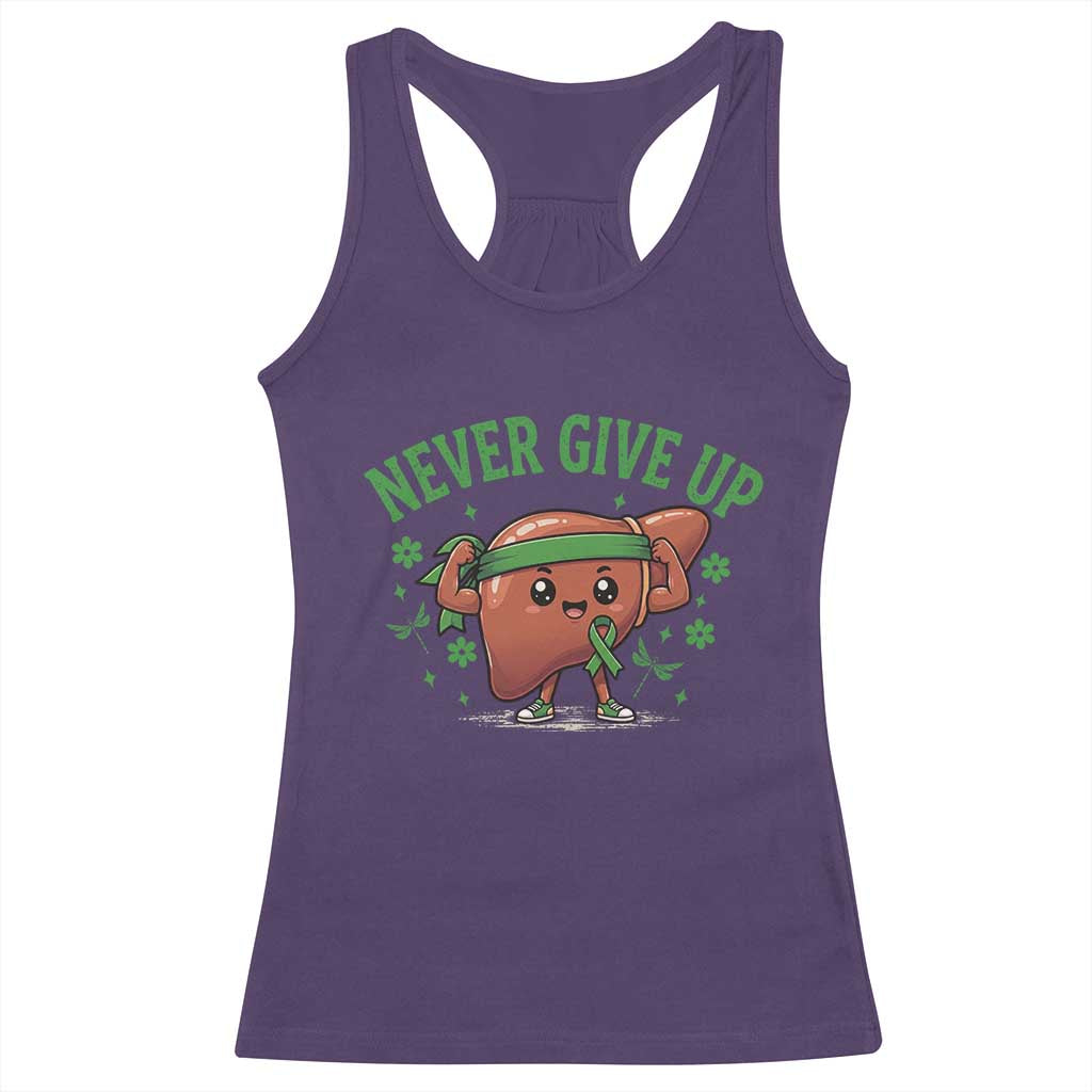 Liver Cancer Awareness Transplant Support Racerback Tank Top Never Give Up Nurse Gift