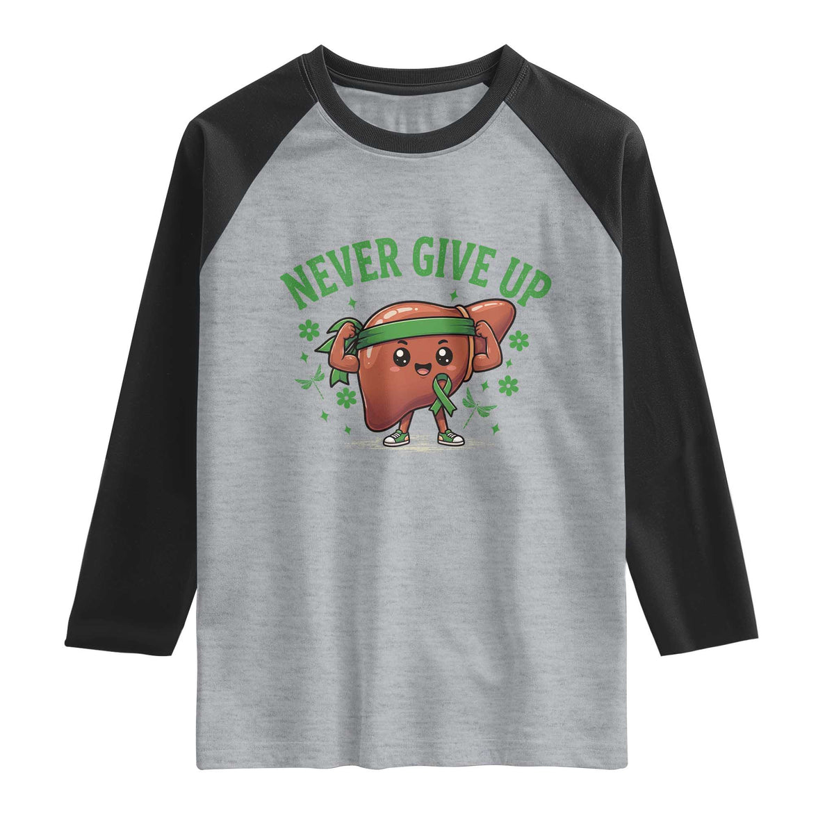 Liver Cancer Awareness Transplant Support Raglan Shirt Never Give Up Nurse Gift
