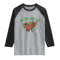 Liver Cancer Awareness Transplant Support Raglan Shirt Never Give Up Nurse Gift