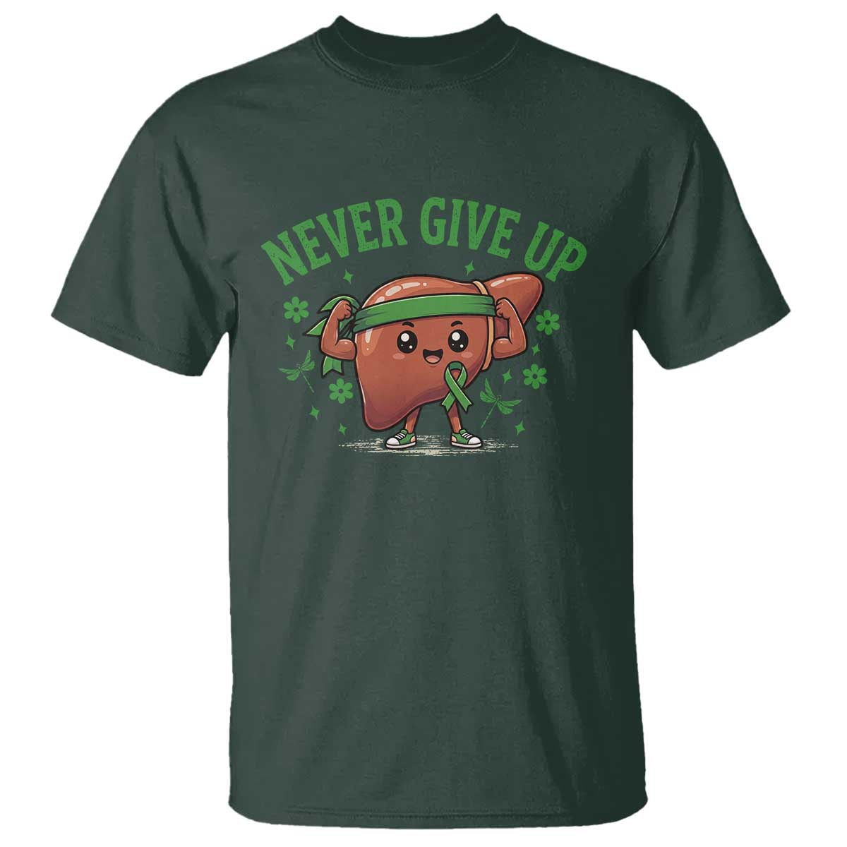 Liver Cancer Awareness Transplant Support T Shirt Never Give Up Nurse Gift