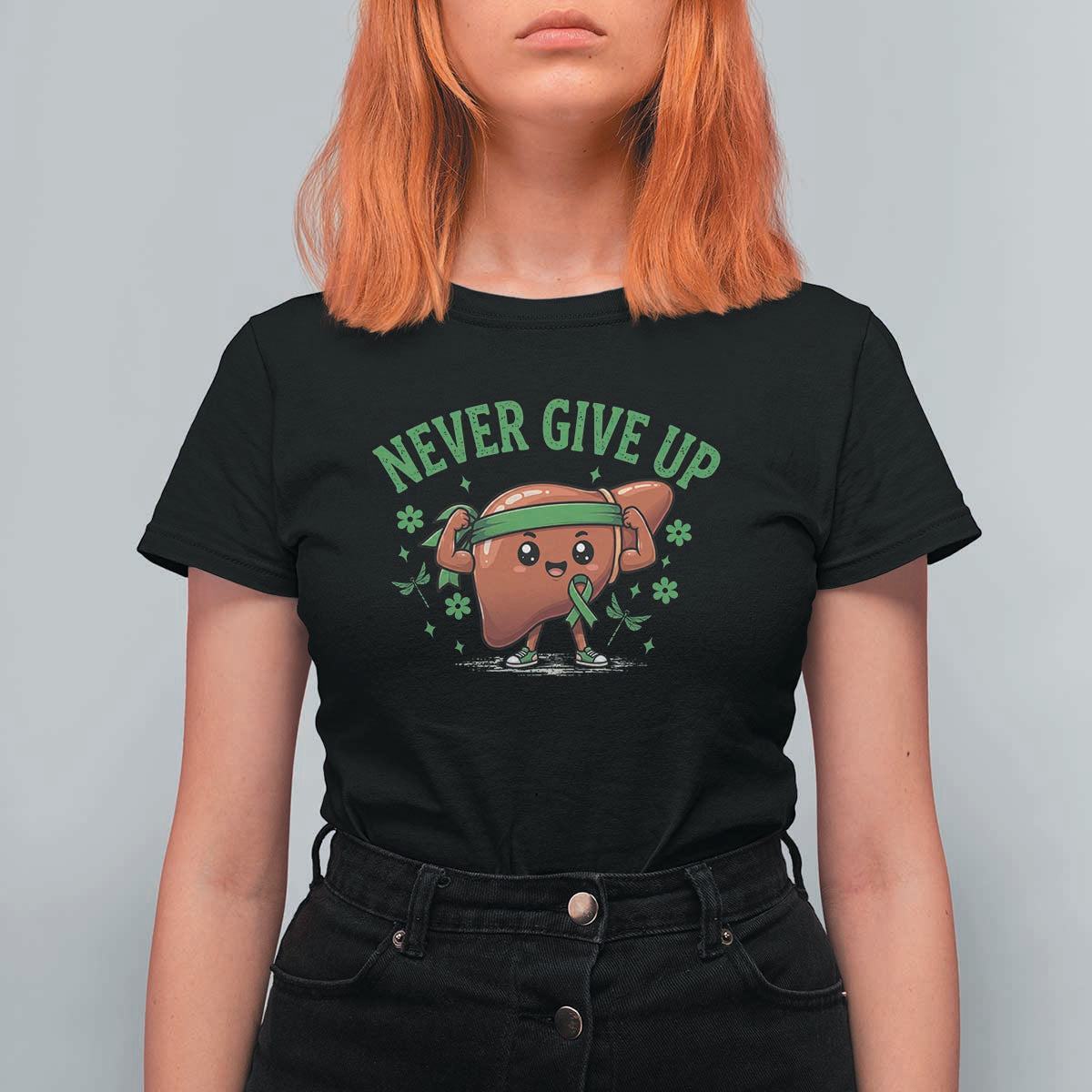 Liver Cancer Awareness Transplant Support T Shirt For Women Never Give Up Nurse Gift
