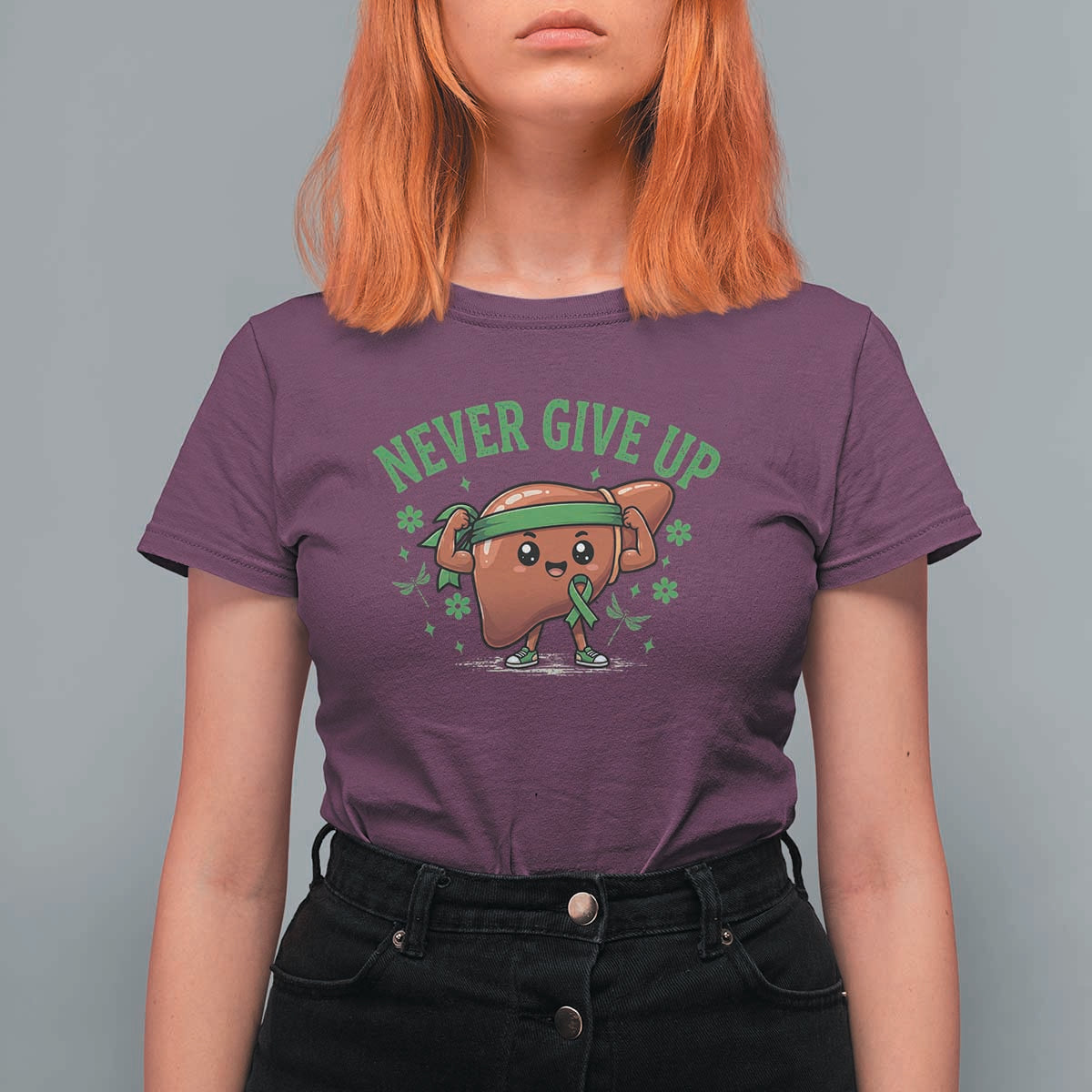 Liver Cancer Awareness Transplant Support T Shirt For Women Never Give Up Nurse Gift