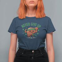Liver Cancer Awareness Transplant Support T Shirt For Women Never Give Up Nurse Gift
