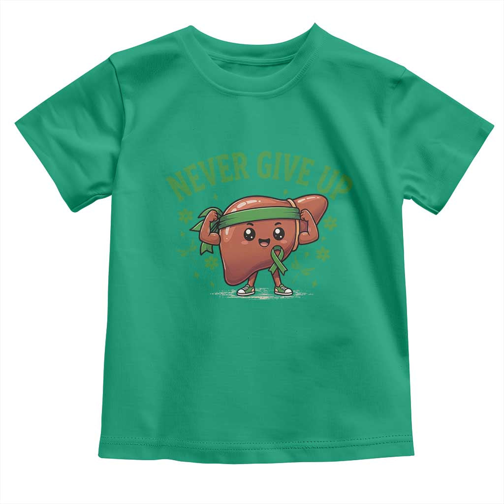 Liver Cancer Awareness Transplant Support Toddler T Shirt Never Give Up Nurse Gift