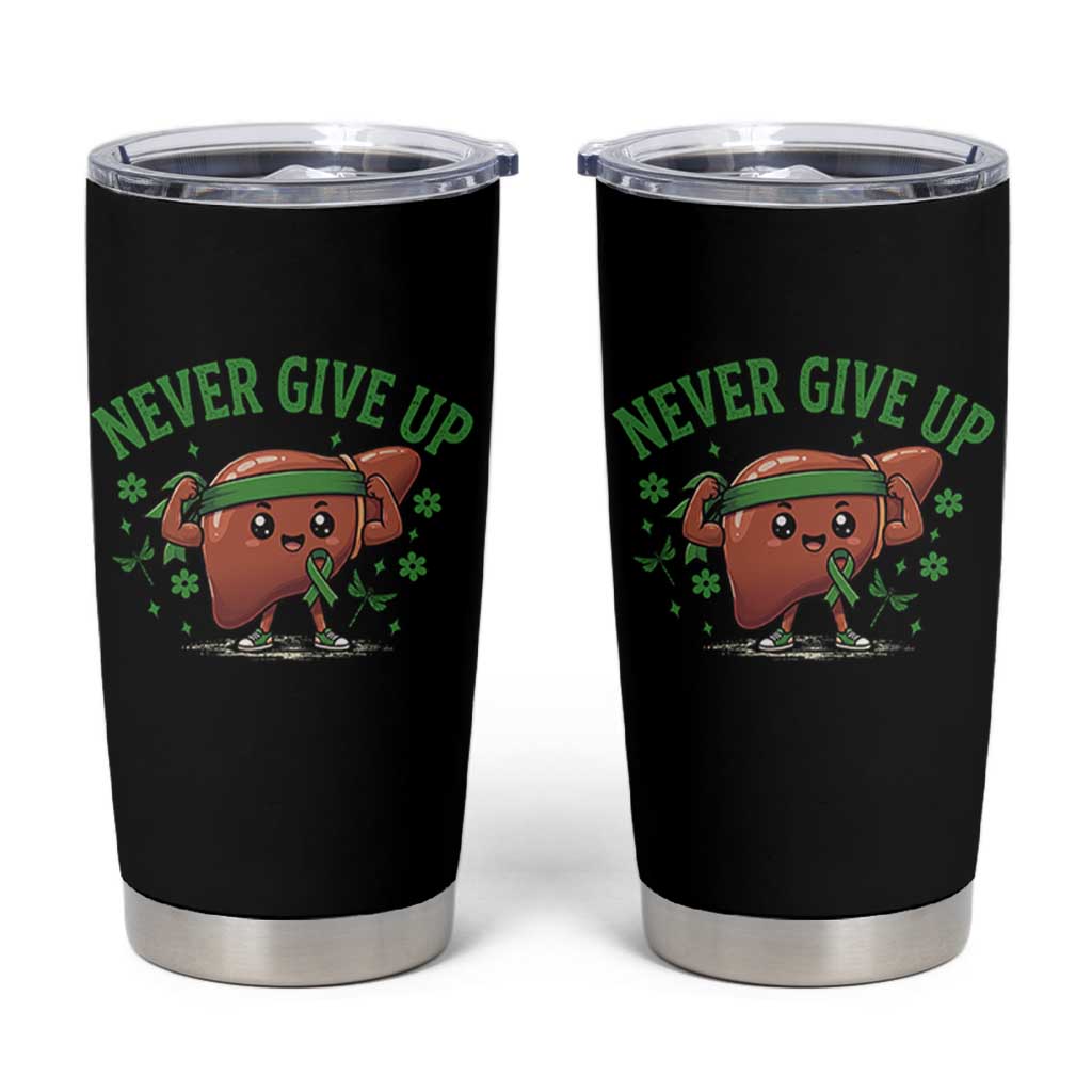 Liver Cancer Awareness Transplant Support Tumbler Cup Never Give Up Nurse Gift