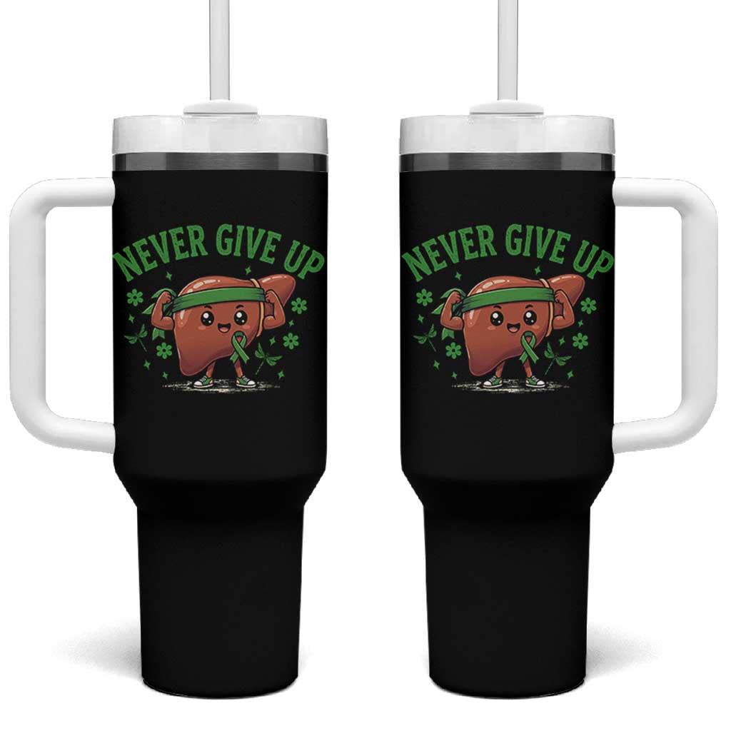 Liver Cancer Awareness Transplant Support Tumbler With Handle Never Give Up Nurse Gift