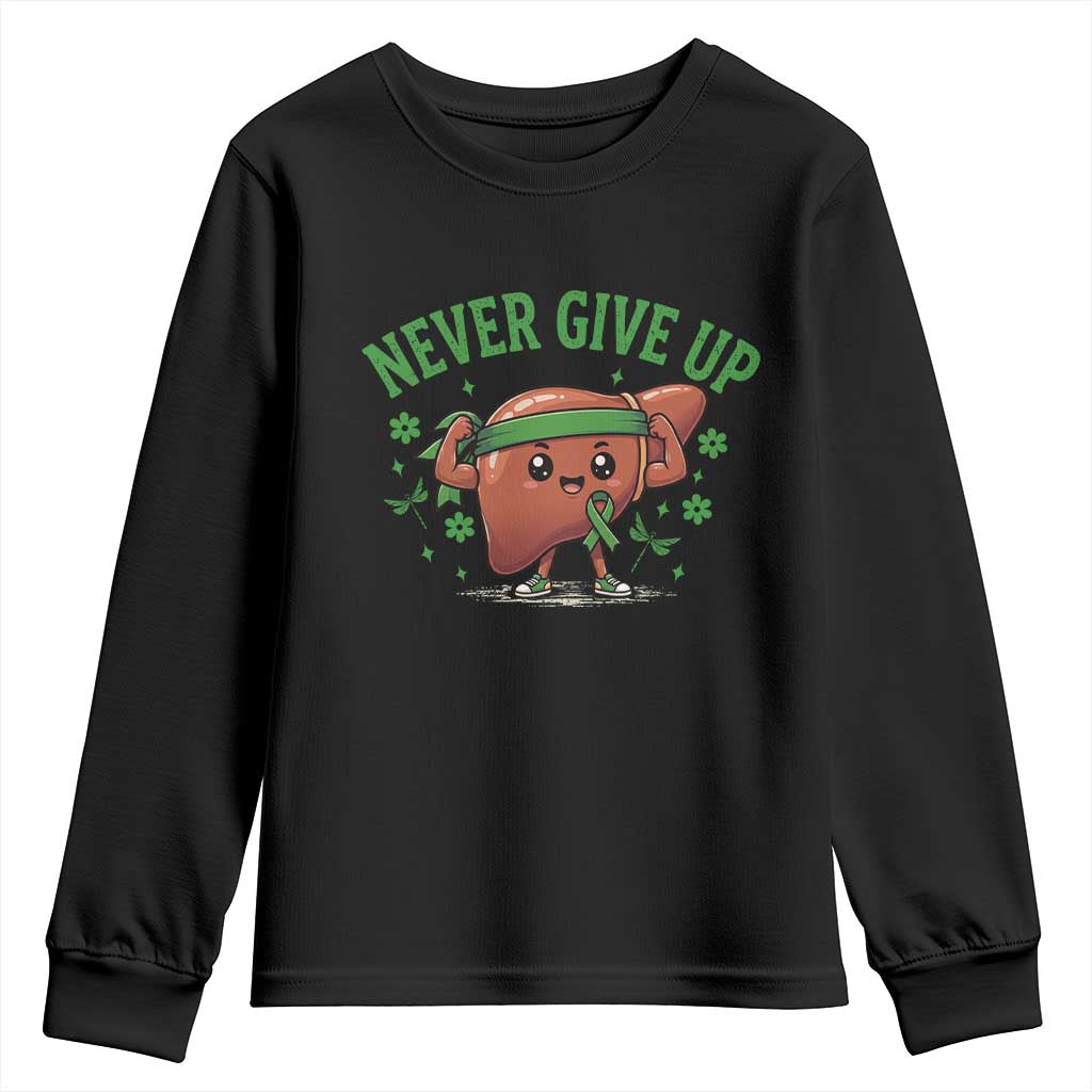 Liver Cancer Awareness Transplant Support Youth Sweatshirt Never Give Up Nurse Gift