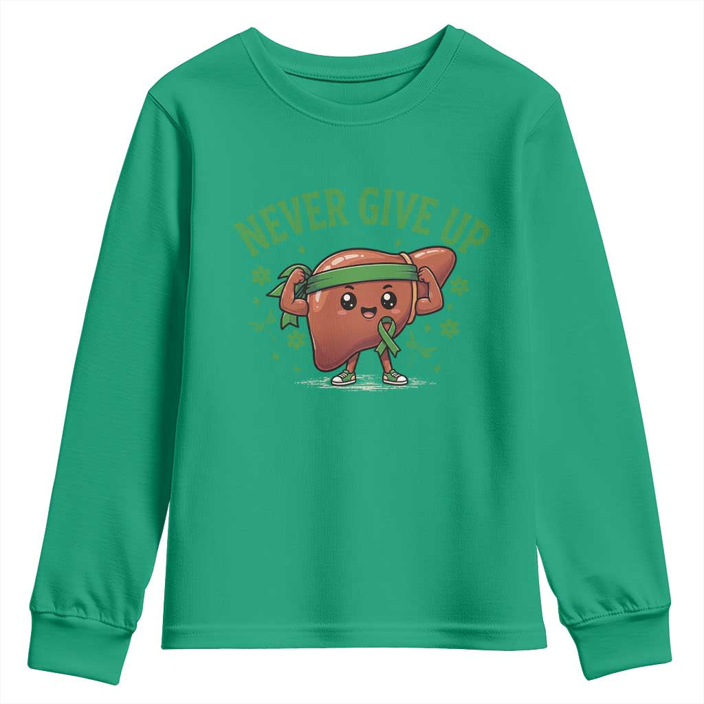 Liver Cancer Awareness Transplant Support Youth Sweatshirt Never Give Up Nurse Gift