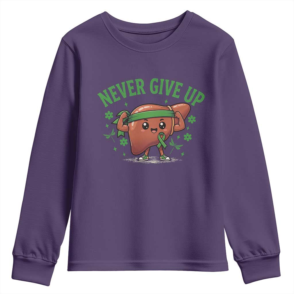 Liver Cancer Awareness Transplant Support Youth Sweatshirt Never Give Up Nurse Gift