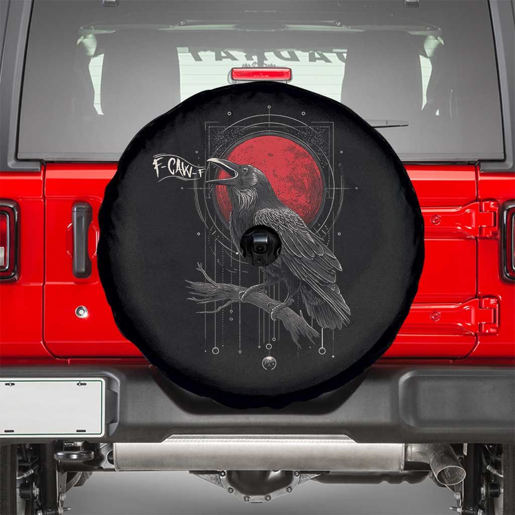Horror Raven Spare Tire Cover F Caw F Gothic Blood Moon Halloween - Wonder Print Shop