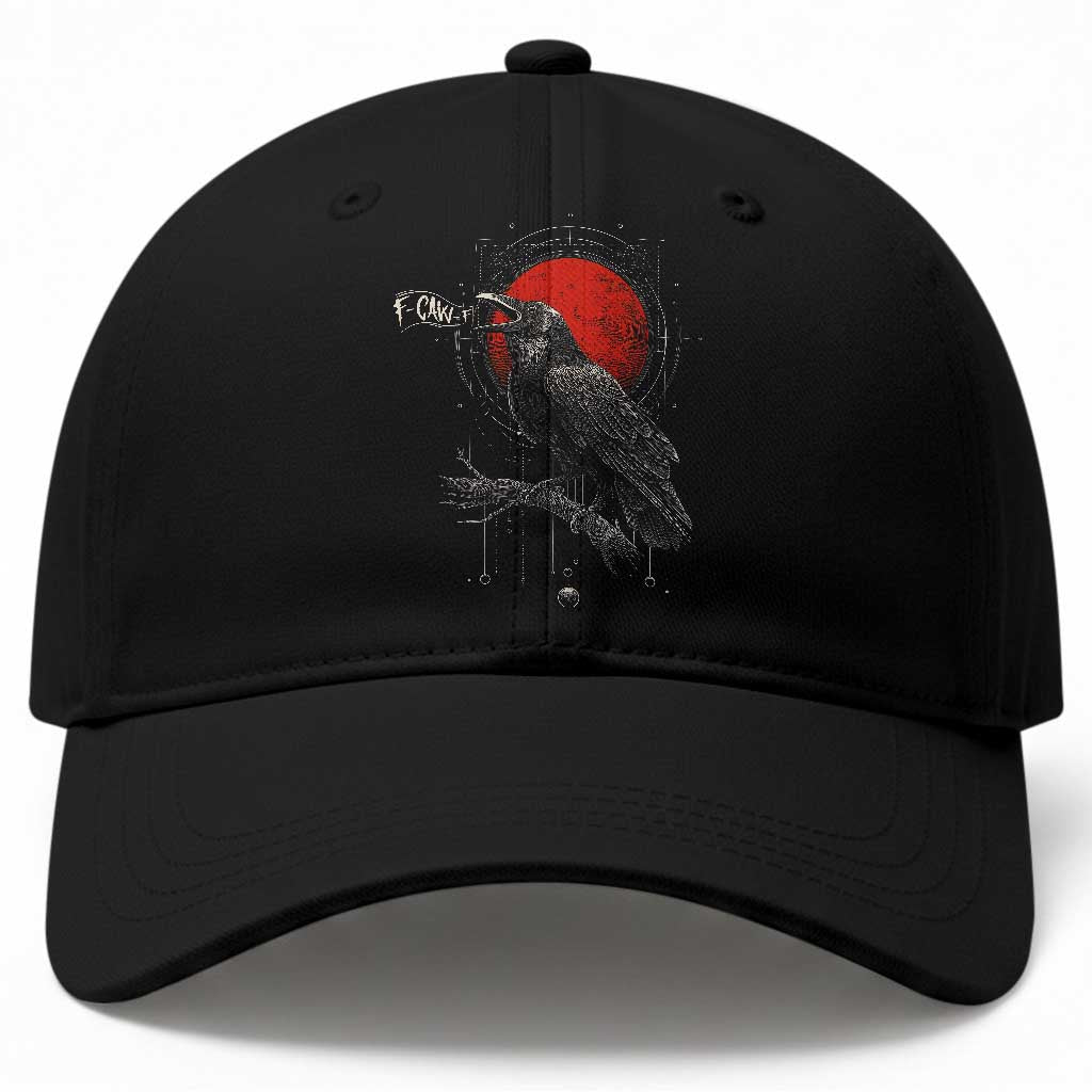 Horror Raven Baseball Cap F Caw F Gothic Blood Moon Halloween
