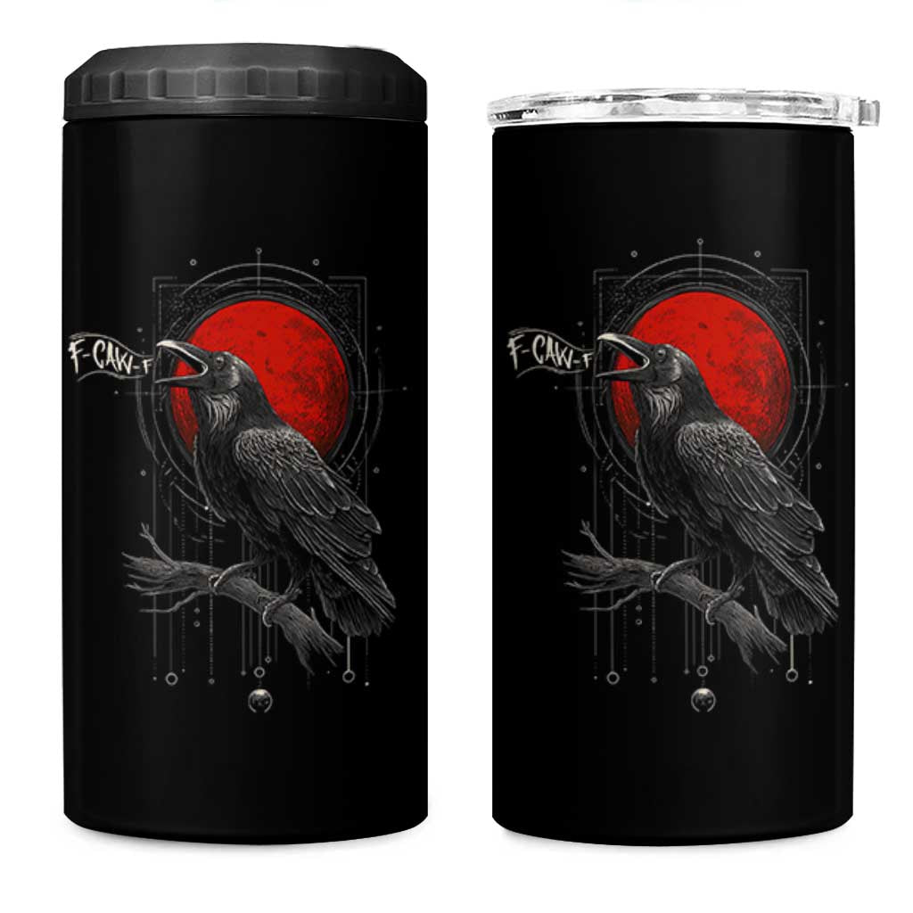 Horror Raven 4 in 1 Can Cooler Tumbler F Caw F Gothic Blood Moon Halloween