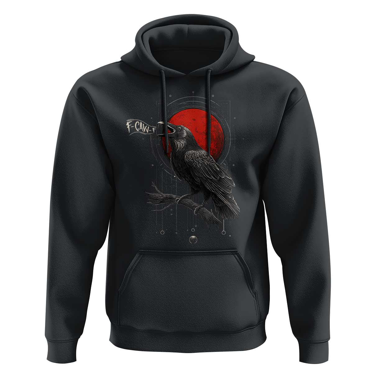 Horror Raven Hoodie F Caw F Gothic Blood Moon Halloween - Wonder Print Shop