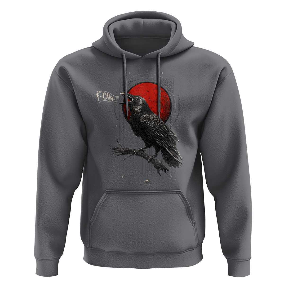 Horror Raven Hoodie F Caw F Gothic Blood Moon Halloween - Wonder Print Shop