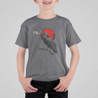 Horror Raven T Shirt For Kid F Caw F Gothic Blood Moon Halloween - Wonder Print Shop