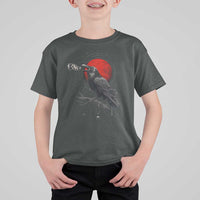 Horror Raven T Shirt For Kid F Caw F Gothic Blood Moon Halloween - Wonder Print Shop