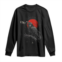 Horror Raven Long Sleeve Shirt F Caw F Gothic Blood Moon Halloween - Wonder Print Shop