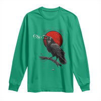 Horror Raven Long Sleeve Shirt F Caw F Gothic Blood Moon Halloween - Wonder Print Shop