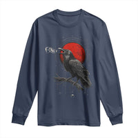 Horror Raven Long Sleeve Shirt F Caw F Gothic Blood Moon Halloween - Wonder Print Shop