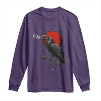 Horror Raven Long Sleeve Shirt F Caw F Gothic Blood Moon Halloween - Wonder Print Shop