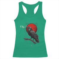 Horror Raven Racerback Tank Top F Caw F Gothic Blood Moon Halloween - Wonder Print Shop