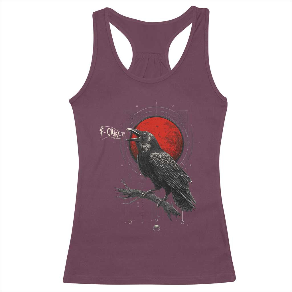 Horror Raven Racerback Tank Top F Caw F Gothic Blood Moon Halloween - Wonder Print Shop