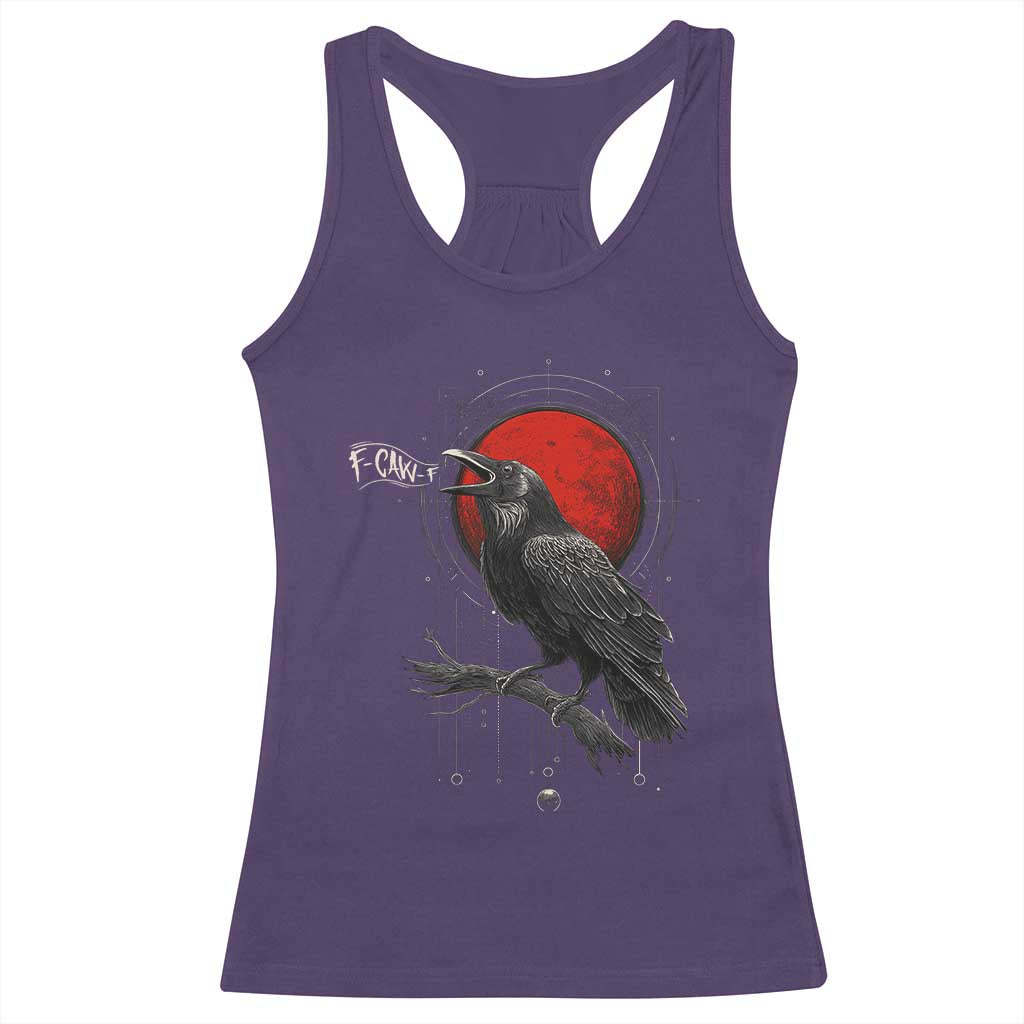 Horror Raven Racerback Tank Top F Caw F Gothic Blood Moon Halloween - Wonder Print Shop