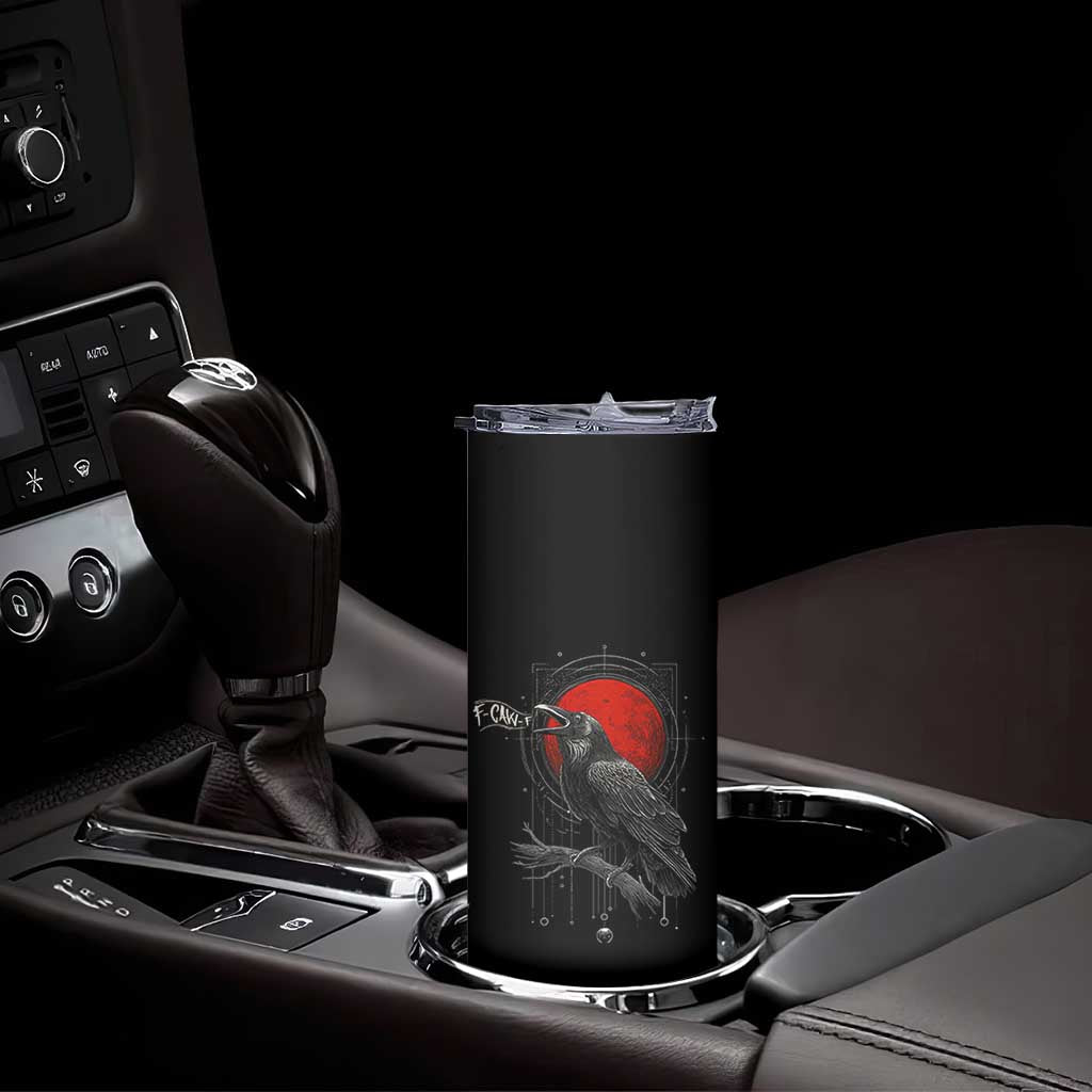 Horror Raven Skinny Tumbler F Caw F Gothic Blood Moon Halloween