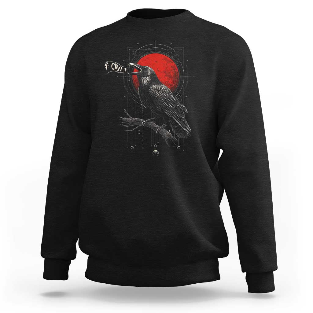 Horror Raven Sweatshirt F Caw F Gothic Blood Moon Halloween - Wonder Print Shop