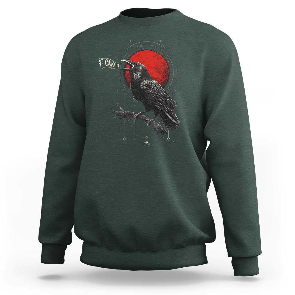 Horror Raven Sweatshirt F Caw F Gothic Blood Moon Halloween - Wonder Print Shop