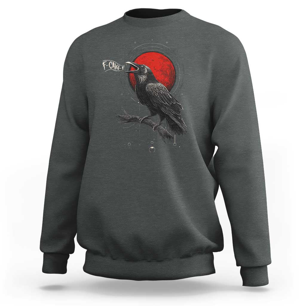 Horror Raven Sweatshirt F Caw F Gothic Blood Moon Halloween - Wonder Print Shop