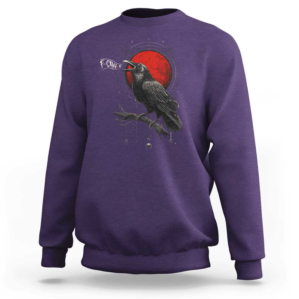 Horror Raven Sweatshirt F Caw F Gothic Blood Moon Halloween - Wonder Print Shop