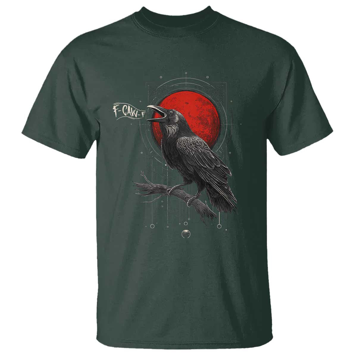 Horror Raven T Shirt F Caw F Gothic Blood Moon Halloween - Wonder Print Shop