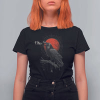 Horror Raven T Shirt For Women F Caw F Gothic Blood Moon Halloween - Wonder Print Shop