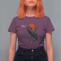Horror Raven T Shirt For Women F Caw F Gothic Blood Moon Halloween - Wonder Print Shop
