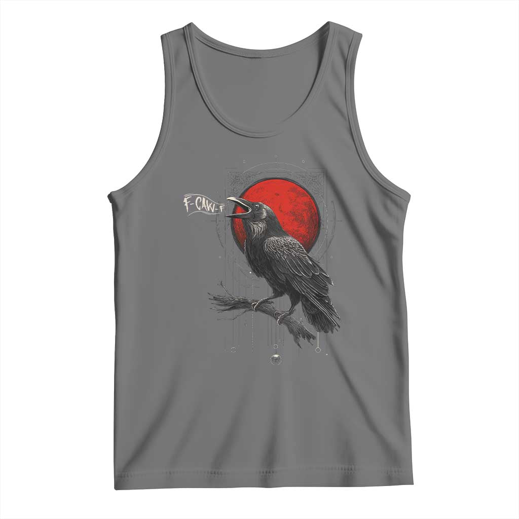 Horror Raven Tank Top F Caw F Gothic Blood Moon Halloween - Wonder Print Shop
