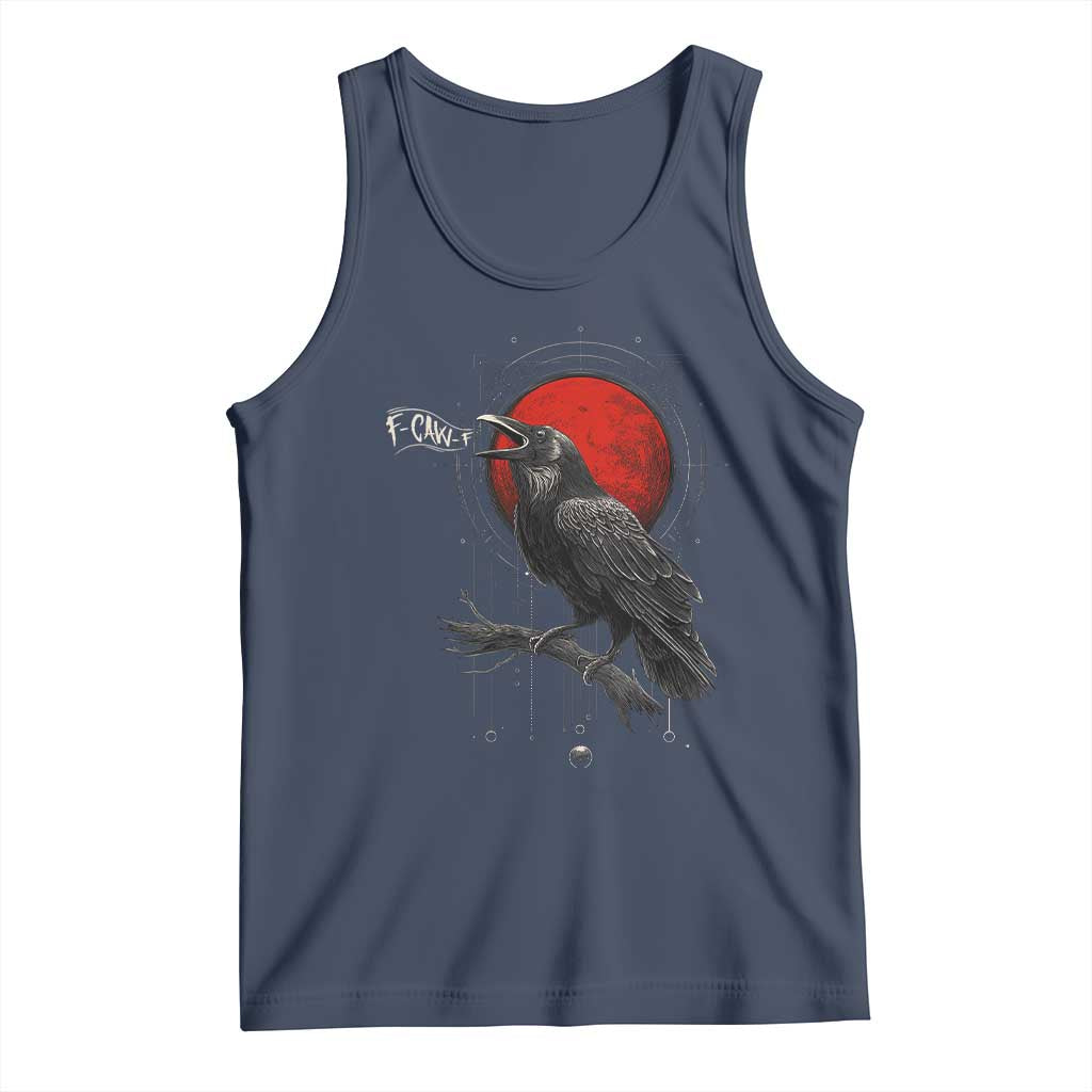 Horror Raven Tank Top F Caw F Gothic Blood Moon Halloween - Wonder Print Shop