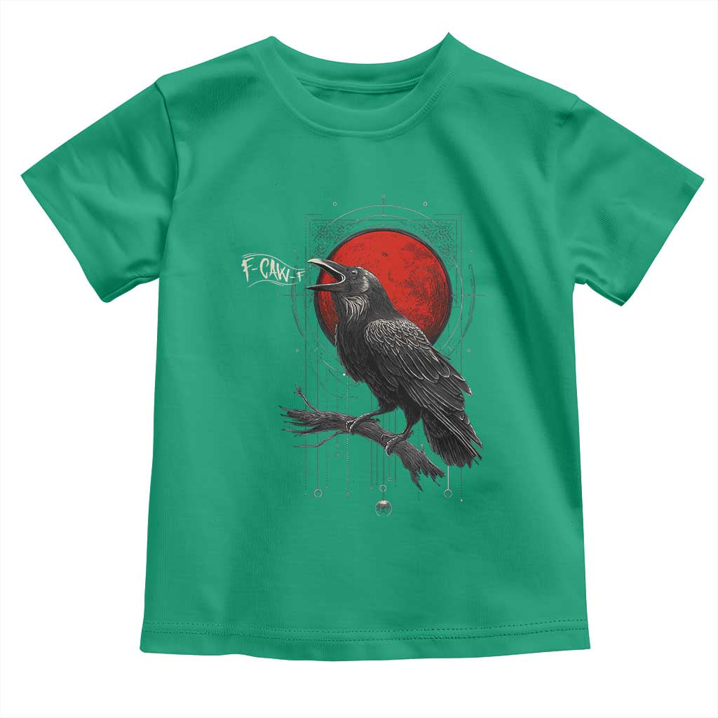 Horror Raven Toddler T Shirt F Caw F Gothic Blood Moon Halloween - Wonder Print Shop
