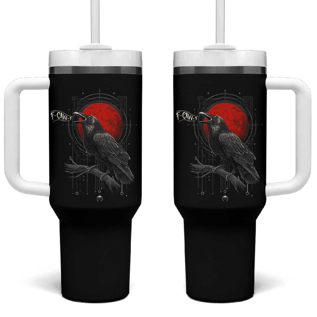 Horror Raven Tumbler With Handle F Caw F Gothic Blood Moon Halloween