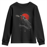 Horror Raven Youth Sweatshirt F Caw F Gothic Blood Moon Halloween - Wonder Print Shop