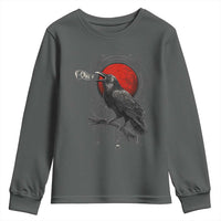 Horror Raven Youth Sweatshirt F Caw F Gothic Blood Moon Halloween - Wonder Print Shop
