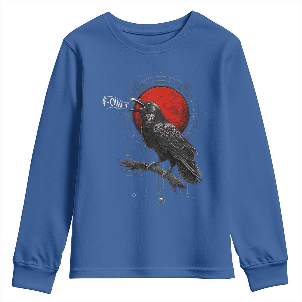 Horror Raven Youth Sweatshirt F Caw F Gothic Blood Moon Halloween - Wonder Print Shop