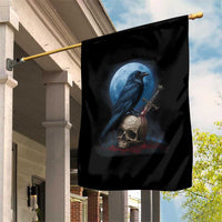 Horror Raven On Skull Garden Flag Full Moon Gothic Art - Wonder Print Shop