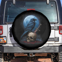 Horror Raven On Skull Spare Tire Cover Full Moon Gothic Art - Wonder Print Shop