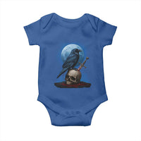 Horror Raven On Skull Baby Onesie Full Moon Gothic Art - Wonder Print Shop