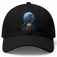 Horror Raven On Skull Baseball Cap Full Moon Gothic Art