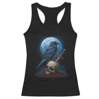 Horror Raven On Skull Racerback Tank Top Full Moon Gothic Art - Wonder Print Shop