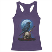 Horror Raven On Skull Racerback Tank Top Full Moon Gothic Art - Wonder Print Shop